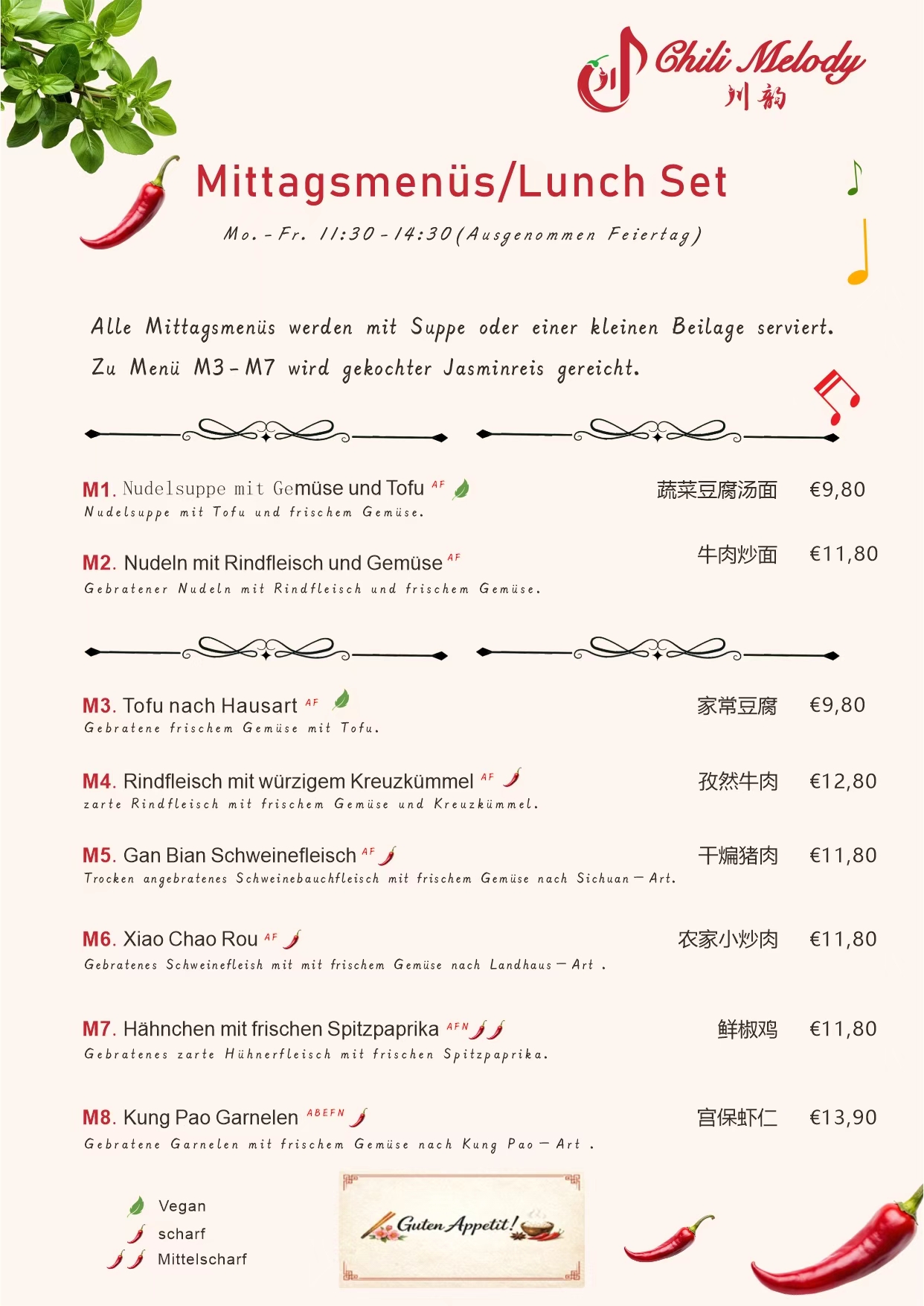 Speisekarte Chili Melody